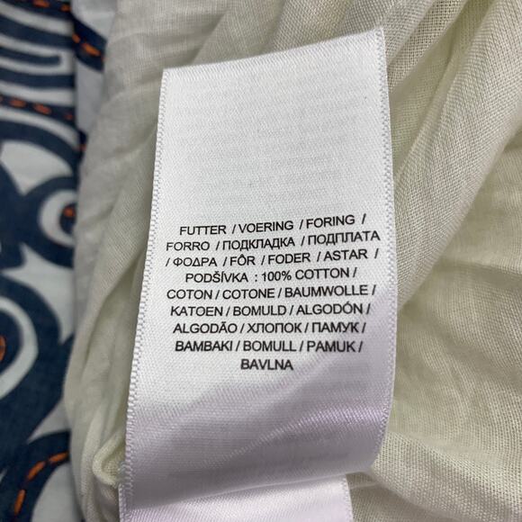 POLO by RALPH LAUREN Size 4 Blue White Cotton Abstract Floral Beaded Midi Skirt - Picture 6 of 7